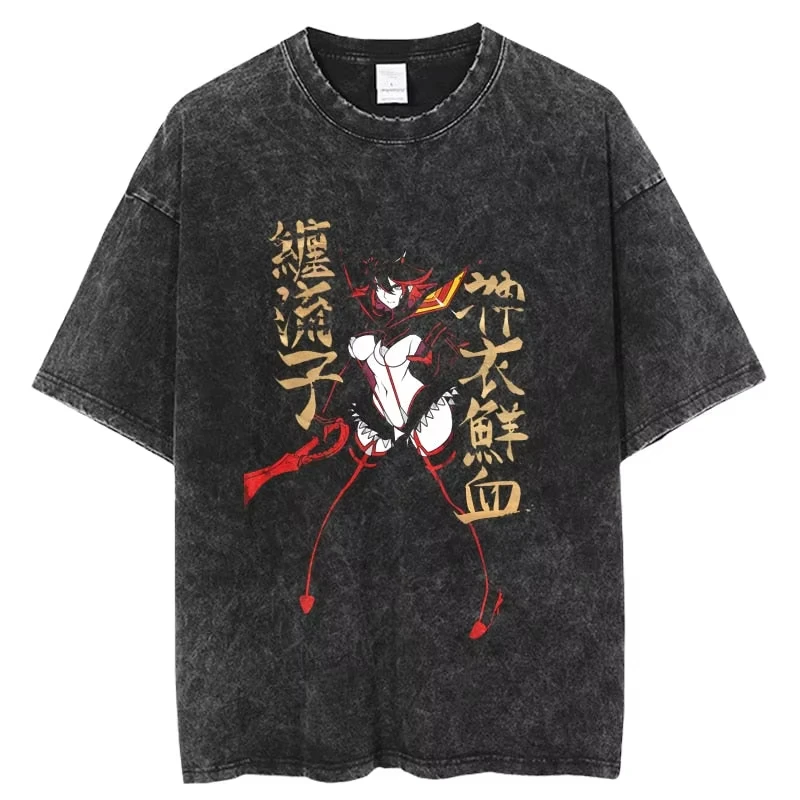 Kill La Kill T-Shirt Men Women Cotton Graphic Printed Washed Oversized Unisex Streetwear Anime TRIGGER Senketsu Ryuko Matoi