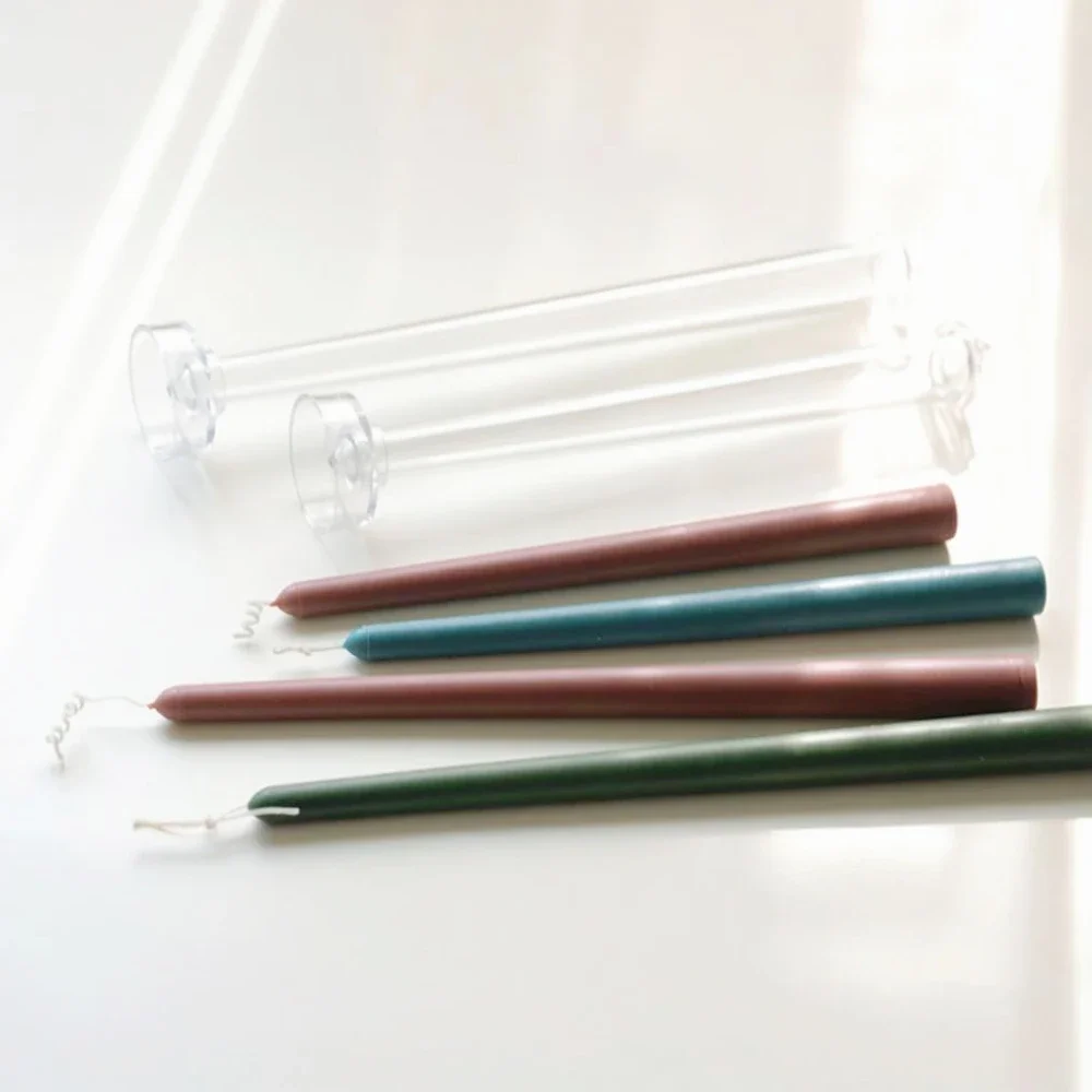 3D Long Pole Acrylic Scented Candle Making Taper Pillar Plastic Moulds Geometry Roman Column Molds Party Candlestick Decor Gifts
