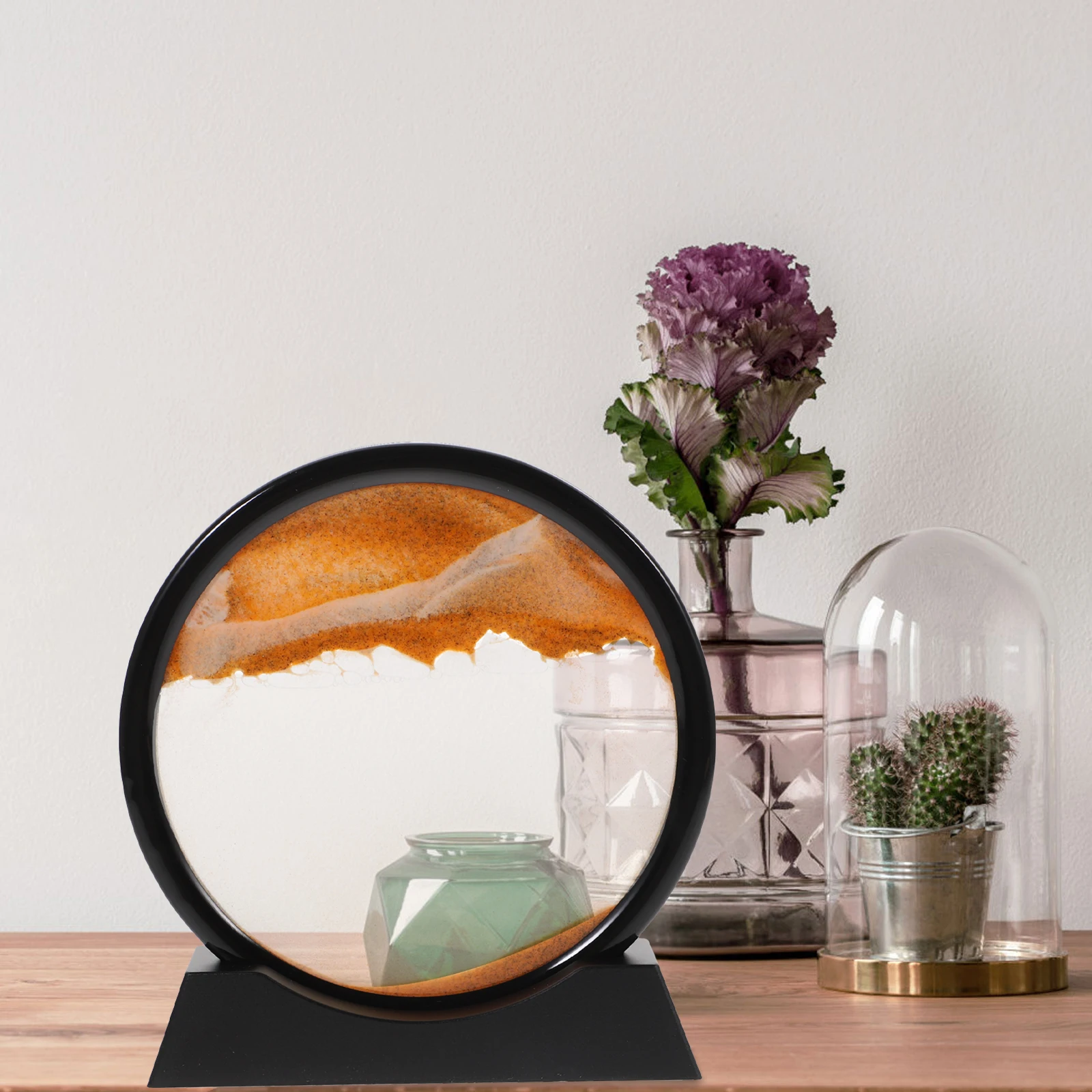 Clessidra d'arte 3D Decorazione artistica con sabbia in movimento Desktop Home Office Decor Pittura con sabbia 3D Paesaggio sabbie mobili Immagine