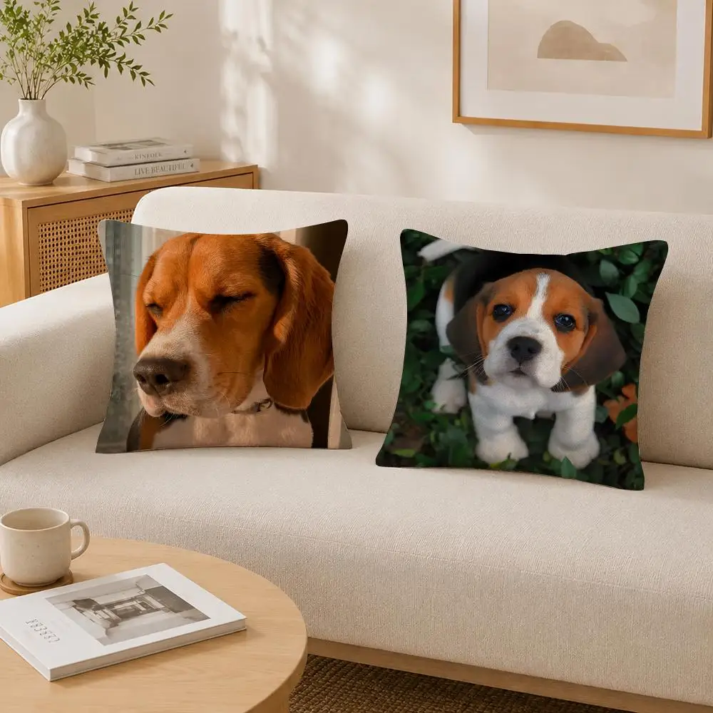 Pattern Beagle Cushion Cover Soft Fluffy Short Plush  Pillow Case Throw Decorative Cushion Covers for Sofa Bedroom Home Decor