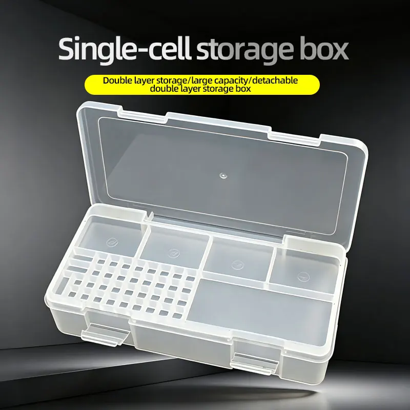 Box, Electronic Components, Transparent Plastic Storage, Small Screw Accessories, Tool Classification Double-Layer Grid