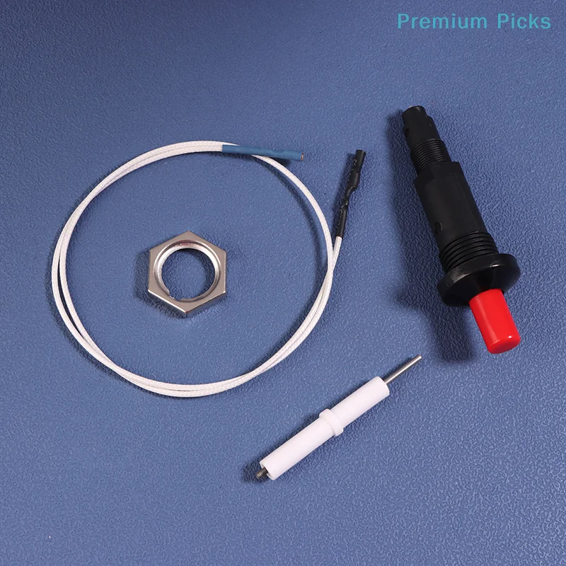 1Set Push Button Piezo Ignitor With Cable Spark Ignition Kit Pressing Sparking For Oven Stove BBQ Camping Hiking Kitchen Lighter
