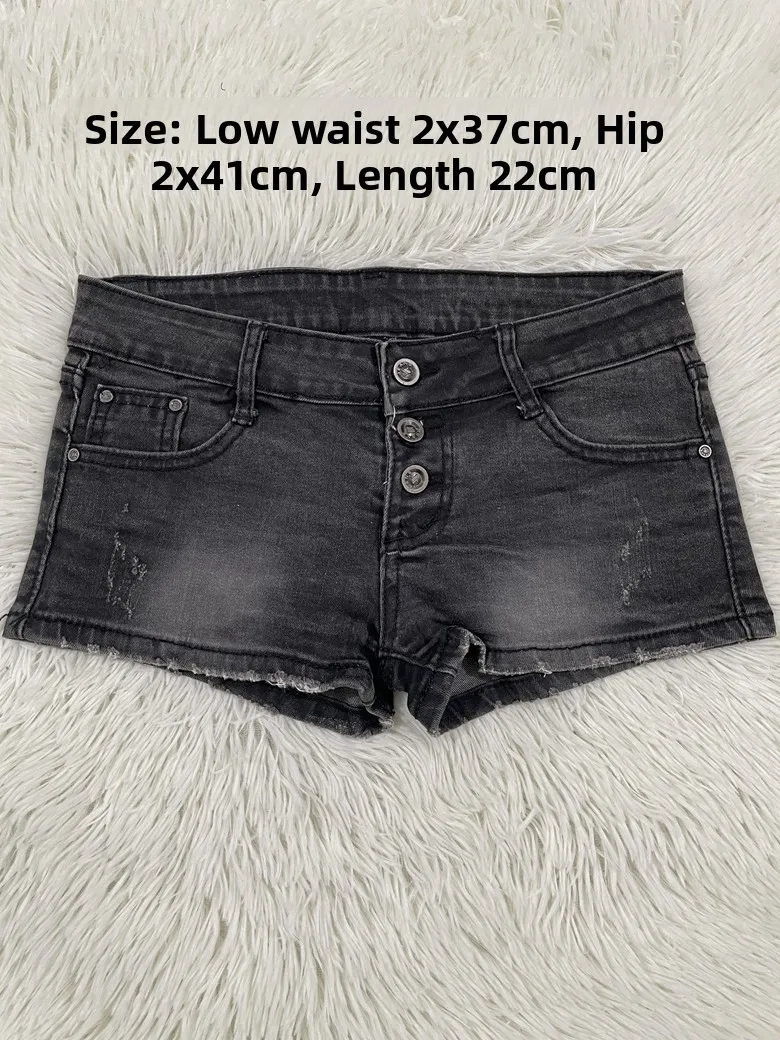 

Vintage American Tie Dye Distred Low Waist Denim Super orts for Women Casual Sle Summer Season High Street Faion