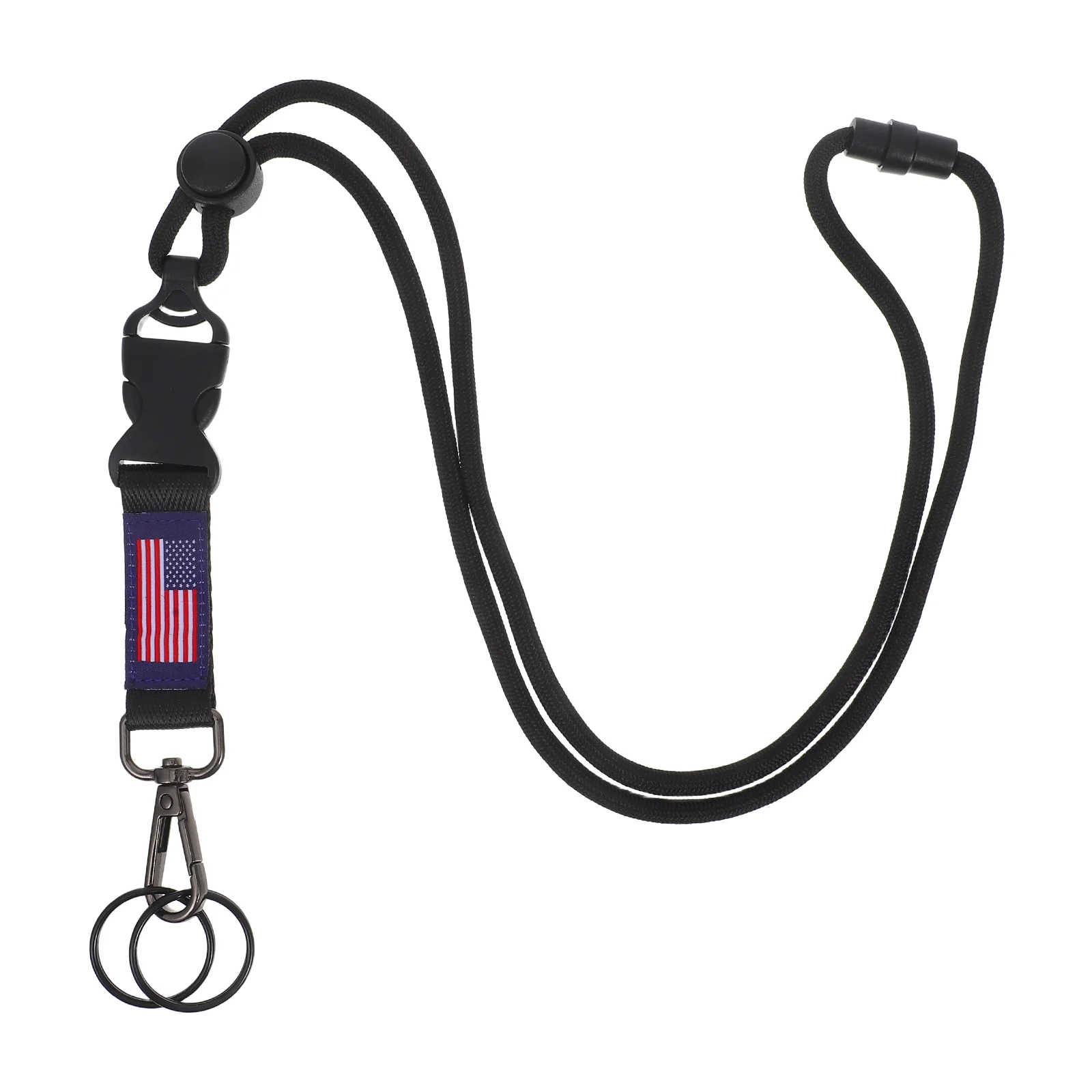 Neck Certificate Lanyard Lightweight Polyester Metal Detachable Emergency Release American Flag Mountaineering Phone Holder