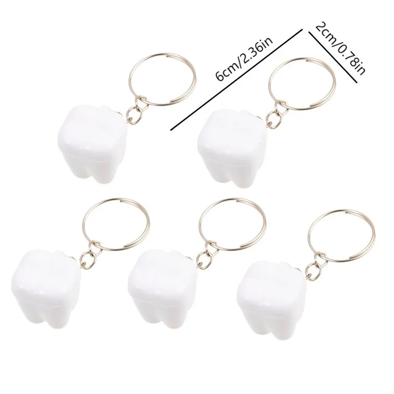 5PCS Simulation Cartoon Teeth Keychain White Teeth Keyring Key Chains Resin Tooth Shape Key Rings For Women Jewelry Gift