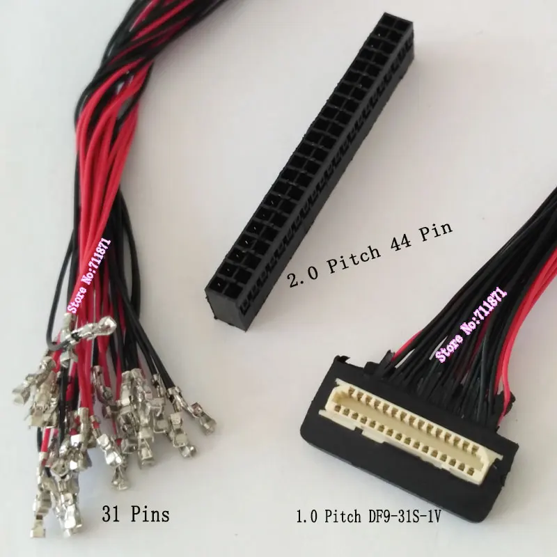 1.0 Pitch 31P 31Pin DF9-31S-1V to 31P 2.0 Pitch 32 36 40 44 Pin TTL Screen Cable LIne 31P DF9 Female DIY Custom Screen Wire Cord