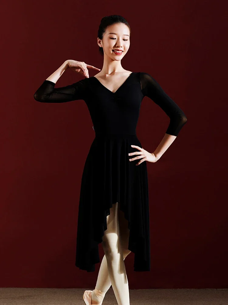 فستان الباليه ملابس رقص كلاسيكية فستان طويل غنائي معاصر دانتيل راقصة الباليه ملابس الرقص ملابس النساء فستان تنورة #3