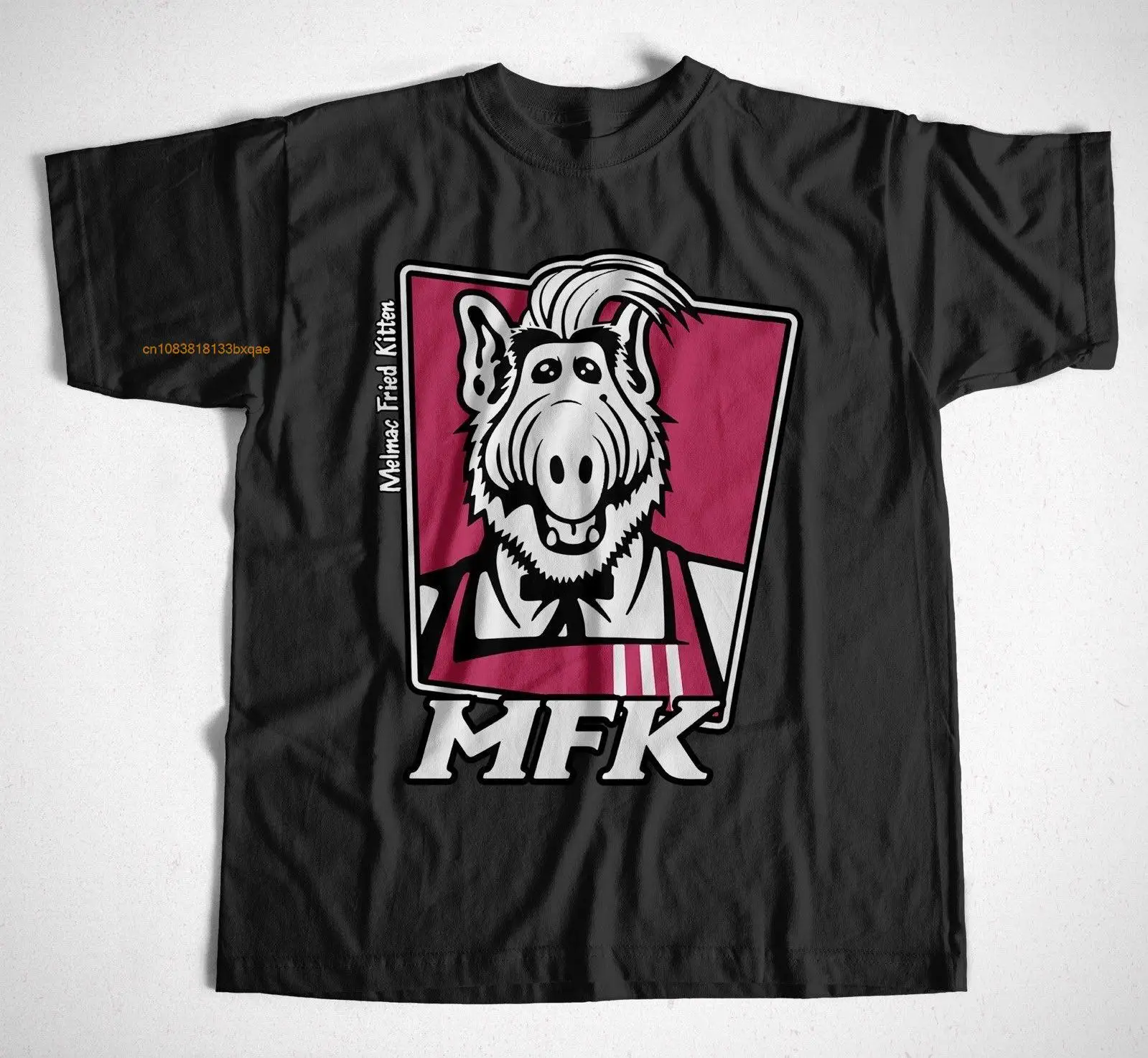 เสื้อยืด ALF 6 kult Schwarz melmac, lecker katze, UFO, ตลก, kult, streetwear เสื้อยืดพิมพ์ลายตลก