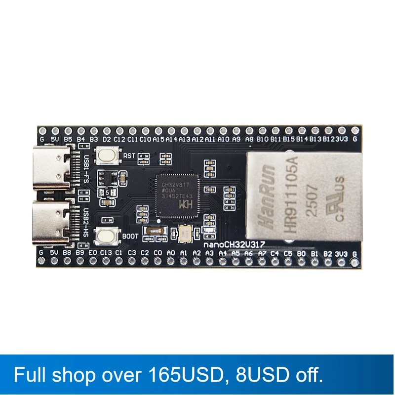 

Плата разработки nanoCH32V317 RISC-V от WCH, двумя портами Type-C, высокоскоростная платформа USB 2.0 с открытым исходным кодом