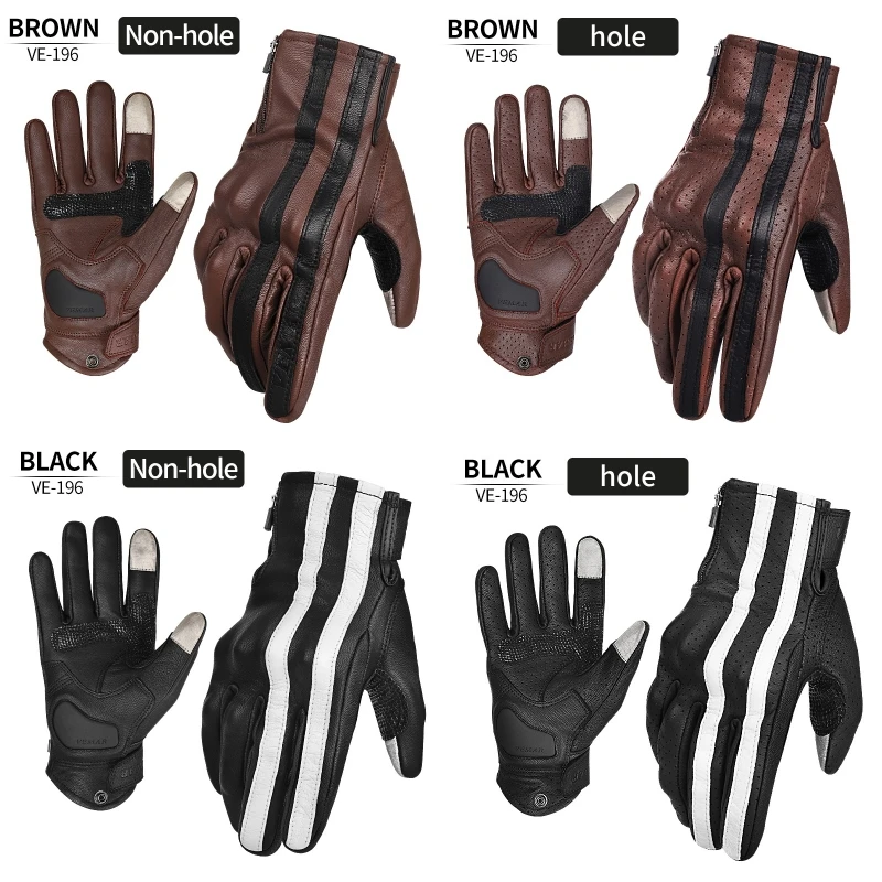 

SUOMY Men's Women's Retro Leather Motorcycle Riding Gloves Anti-drop Motocross Gloves Full Finger Cycling ATV Moto Glove