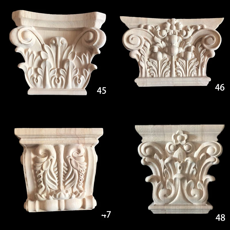 

European Style Decoration Beam Toro Maas Head Unpainted Wood Carved Onlay Applique Frame For Decorative Figurines