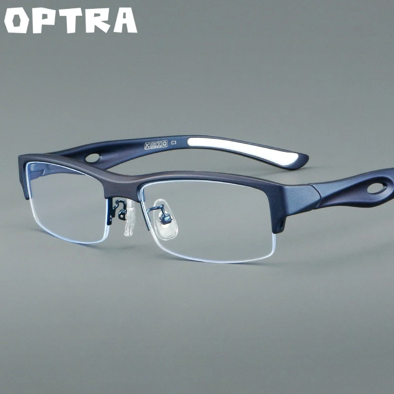 

OPTRA Men Half-Frame Sports Protection Frame Glasses Outdoor Activity Suitable Computer Reading Myopia Optical Eyeglasses Frame
