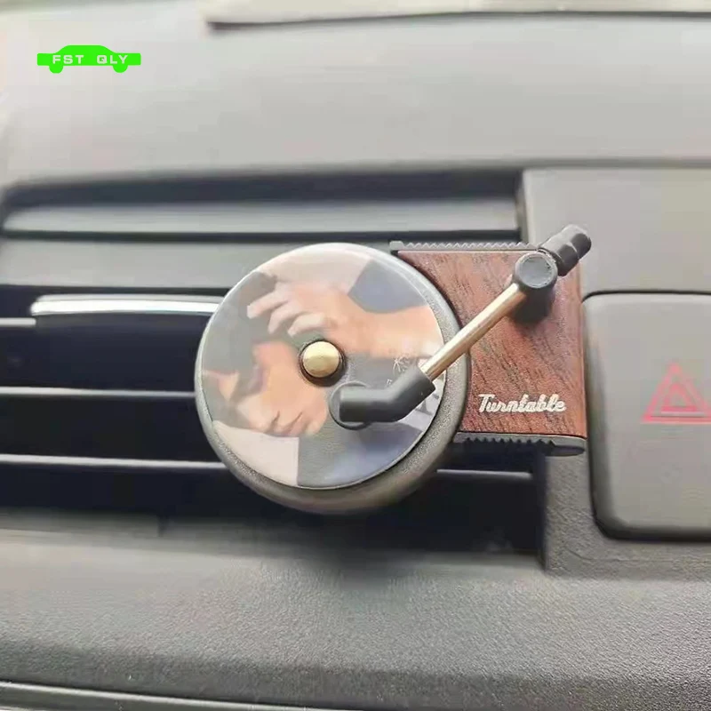 2pcs Turnable Car Fragrance 1 Set, Car Air Freshener, Car Air Outlet Decoration, Vintage Record Player Style Car Aroma Diffuser