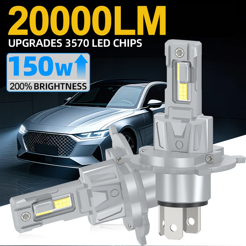 2PCS 20000Lm Universal LED Canbus Headlight NO FAN LED Fog Lamp H4 Hi/Lo Beam Upgrade CSP 3570 Chip Highlight Car Led Light Blub