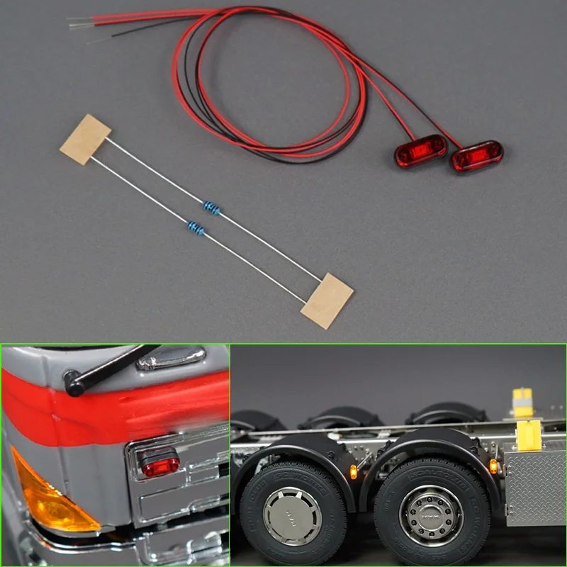 

Светодиодный сигнальный фонарь 3 В в масштабе 1:14, боковой фонарь для радиоуправляемого грузовика Tamiya SCANIA 770S R620 VOLVO BENZ Arocs MAN TGS, автомобильные аксессуары