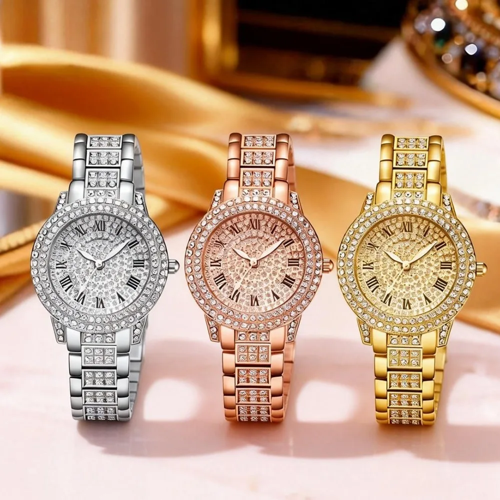 3-Piece Women's Watch Set, Elegant Quartz Women's Wristwatch, Round Dial, Perfect for Valentine's Day & Birthday Gifts