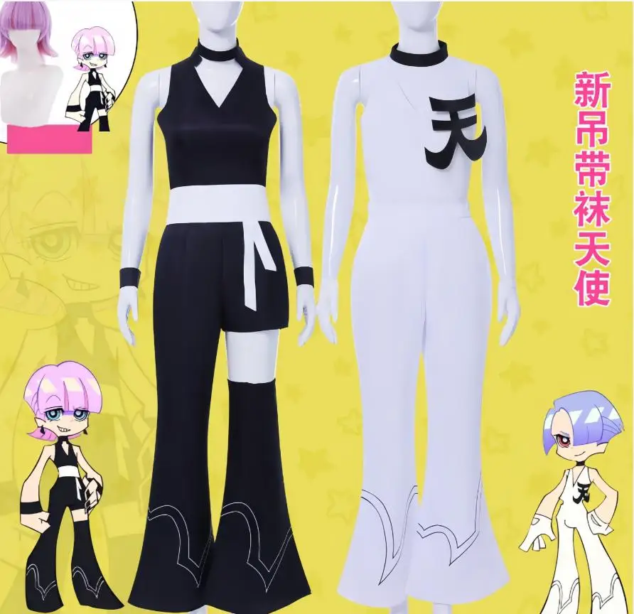 

Anime New Panty Stocking with Garterbelt Cosplay Costumes Whiet Black Suit Panty Anarchy Stocking Anarchy Cosplay Outfits
