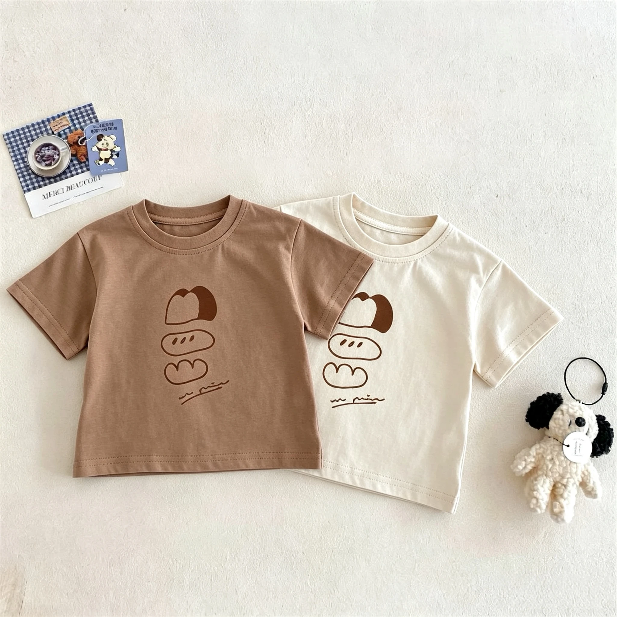 Summer Clothing Children's Short Sleeve Tops T-shirt Simple Versatile Baby Girl And Boy Casual Crewneck Tshirts For Kids 1-7 Age