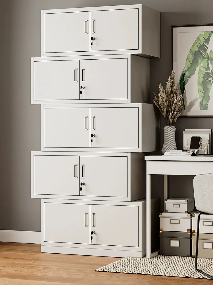 Split five-section steel file cabinet with lock drawer office locker