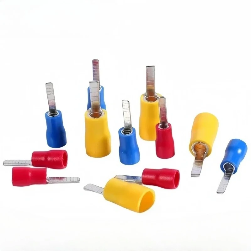 50/100PCS Pure Copper Blade Terminals Insulated Crimp Terminals DBV1.25/2/5.5 Cold Press Terminal Wire Electrical Connector