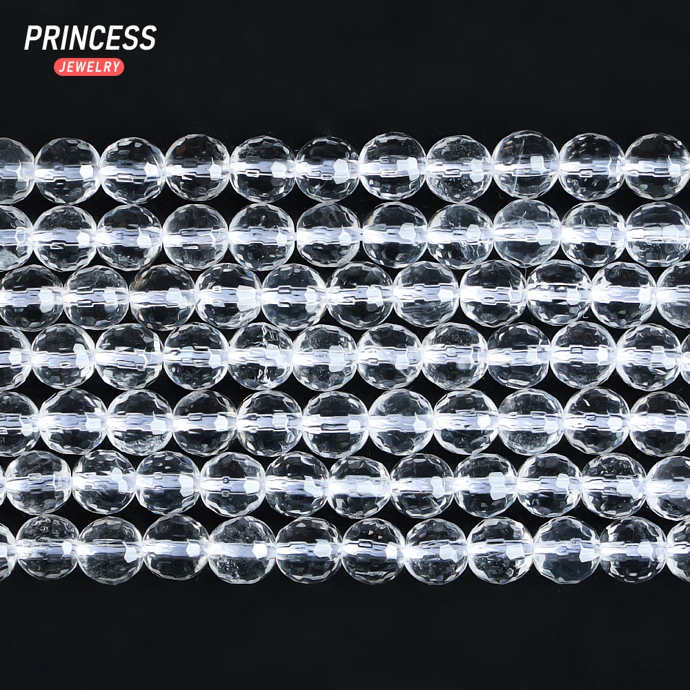 A++ Natural Clear White Quartz Crystal Faceted Loose Beads for Jewelry Making Bracelet Wholesale Stone Beads DIY Accessories