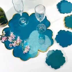 5pcs Resin Coaster Molds, Large Resin Tray Molds, D Flower Epoxy Casting Molds, Dining Table and Wine Cart, Home Decorations