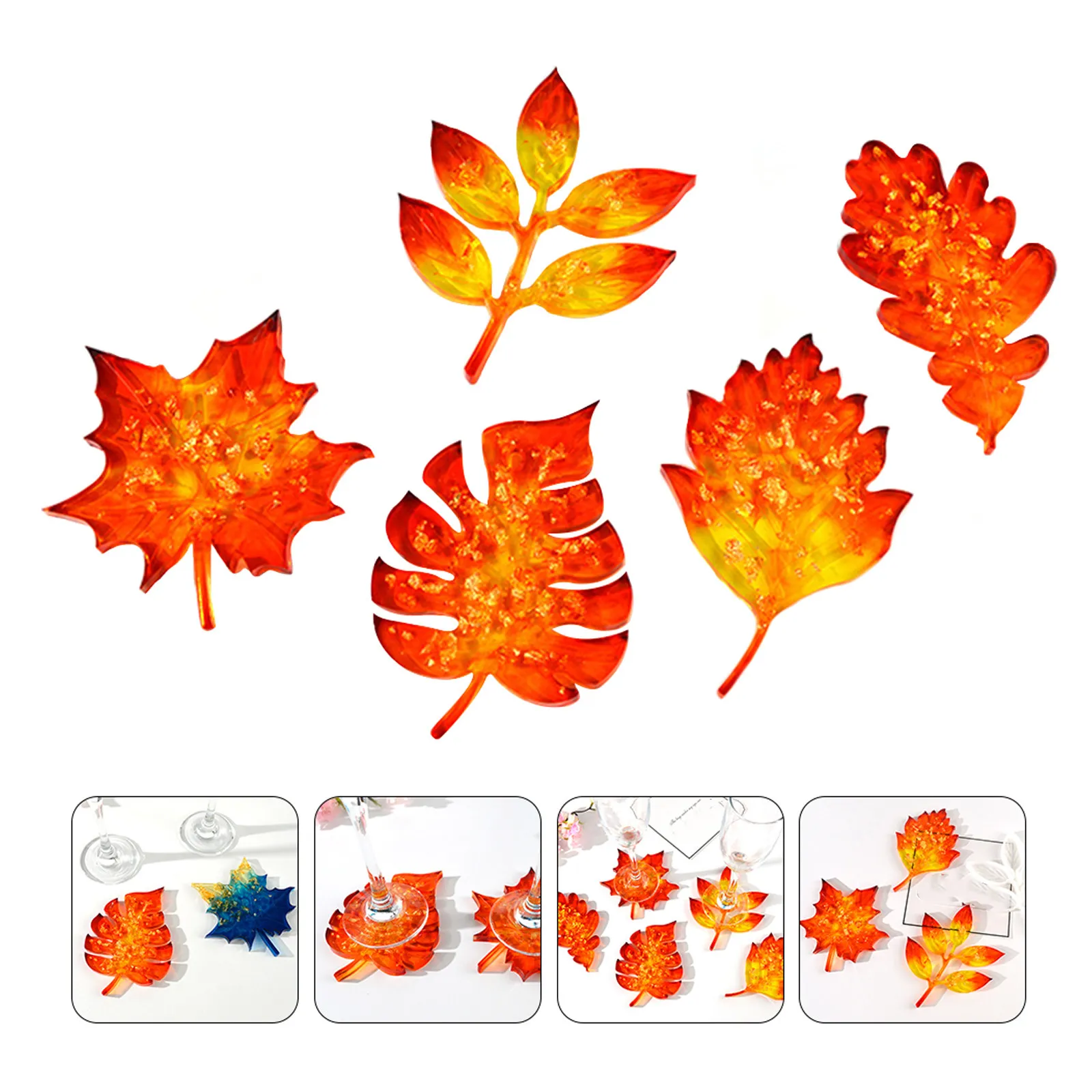 

5Pcs Christmas Tree Coaster Mold Silicone Flexible Clear Epoxy Resin Leaf DIY Art Craft for Handmade Coaster Making