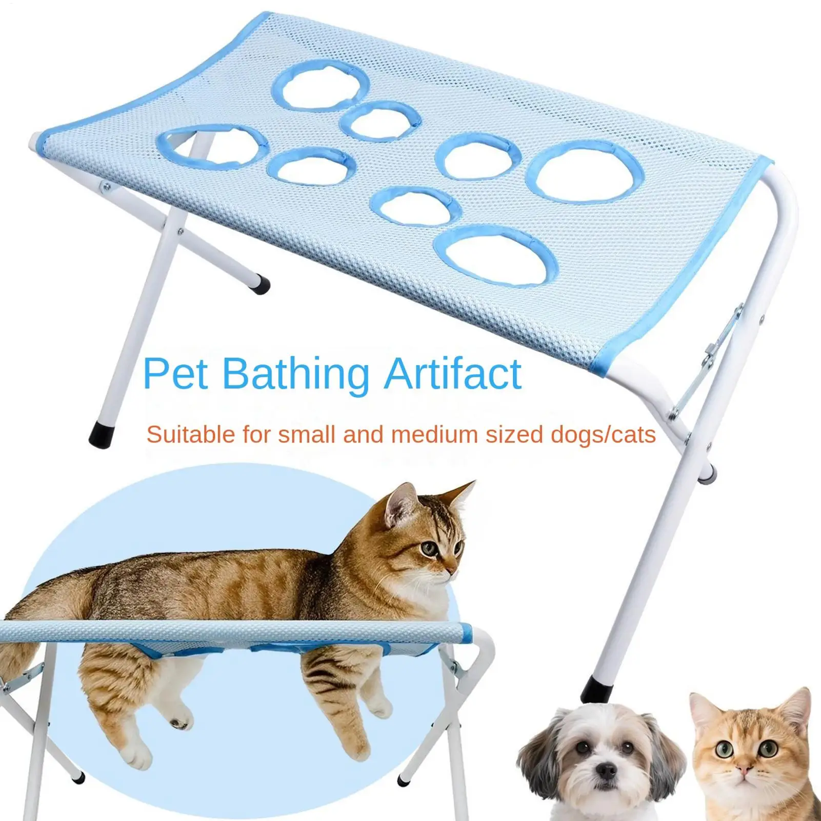Foldable Pet Grooming Hammock Stand Dog Cat Bathing Drying Table Nail Trimming Holder Helper Adjustable Restraint Rack For Pets