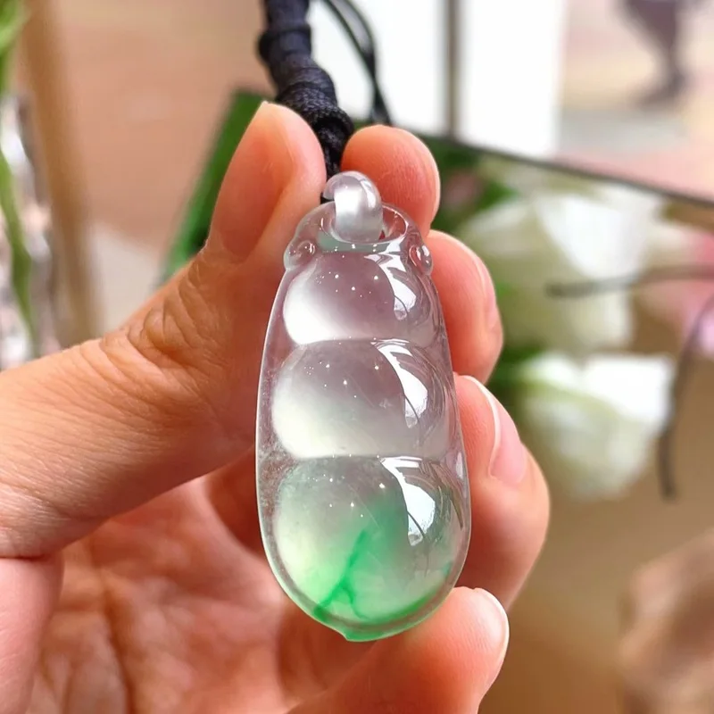 Ice- with floral patterns, genuine natural Burmese jadeite from the Laokeng mine, glass-type pendant, loose