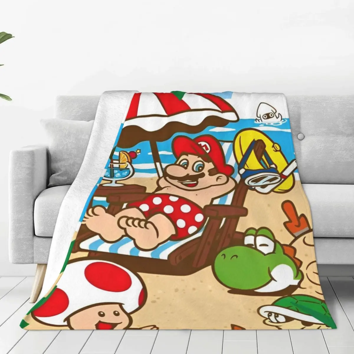 Cartoon M-marioes Soft Warm Blanket Camping Plush Throw Blanket Novelty Outdoor Flannel Bedspread Sofa Bed Cover