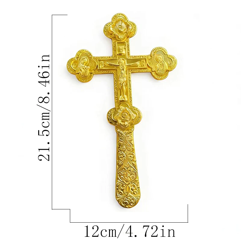 HTISOK Neues Elegantes Goldfarbenes Orthodoxes Handkreuz mit Blumengravuren für Gottesdienste und Persönlichen Spirituellen Schutz – Detail 15