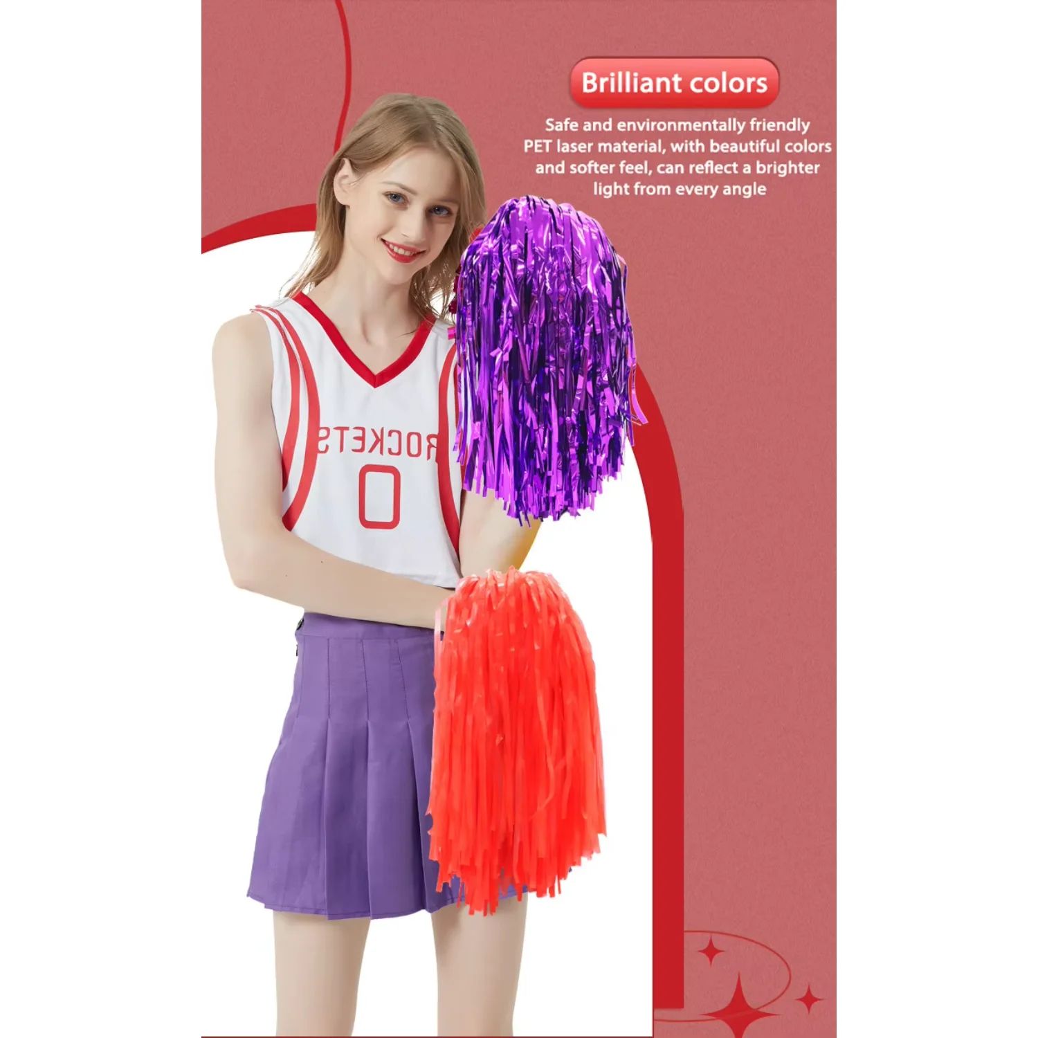 Logo Party Cheer Props Vendita calda Spirit Team Sports Dance Tifo Bambini Adulti Cheerleader Pompon con manico 1PC