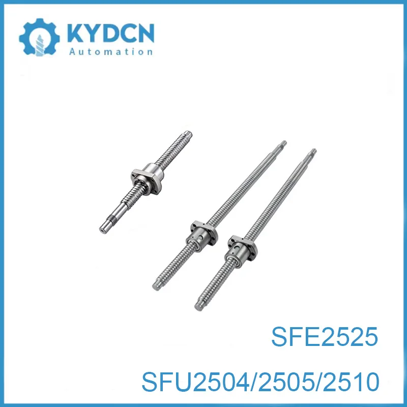 25mm Diameter Ballscrew SFU2504 SFU2505 SFU2510 SFE2525 250~550mm BK20+BF20 End Machined Ball Screw Kit for CNC Router