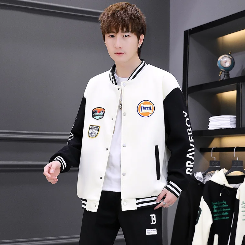 

Fashion Men's Baseball Jackets Youth Casual Bomber Coats Spring Autumn Hip Hop Streetwear Tops Clothes Loose Jacket Dropshipping