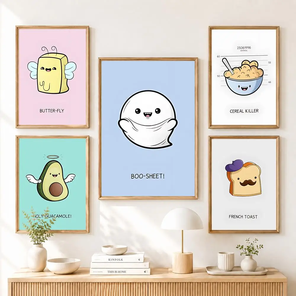 Sweet Food Pun Art Painting Calligraphy Canvas Poster Art Anti-wrinkle for Living Room Home Decor Wall Decoration Decals