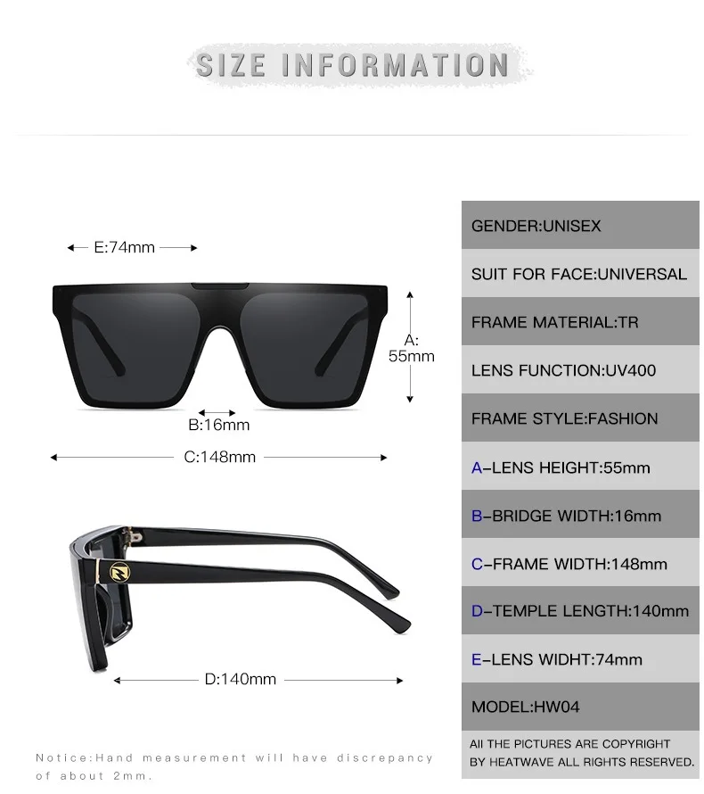 Gafas de sol deportivas de moda para hombres y mujeres HW04, gafas UV400, adecuadas para montar al aire libre, pescar y regalos navideños: con caja