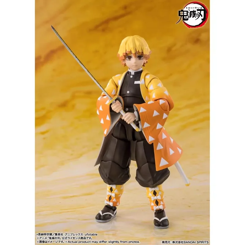 Envío rápido Bandai Anime Demon Slayer SHF Zenitsu Agatsuma modelo Original juguete figura de acción adorno coleccionable regalo para niños