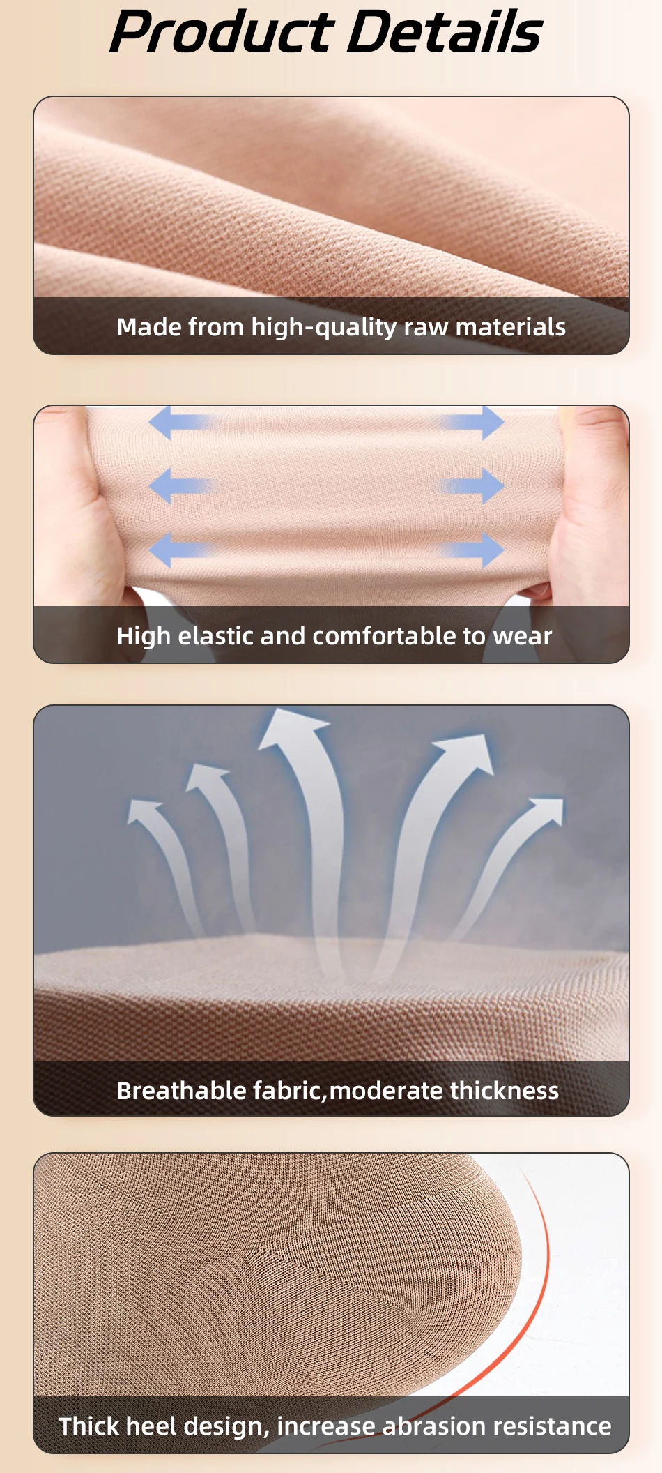 15-21 mmHg Extra Große Medizinische Kompressionsstrumpfhose, Einfarbige Strumpfhose mit Offener Zehenpartie, Damen, Druckstufe 1, für Krampfadern – Detail 5