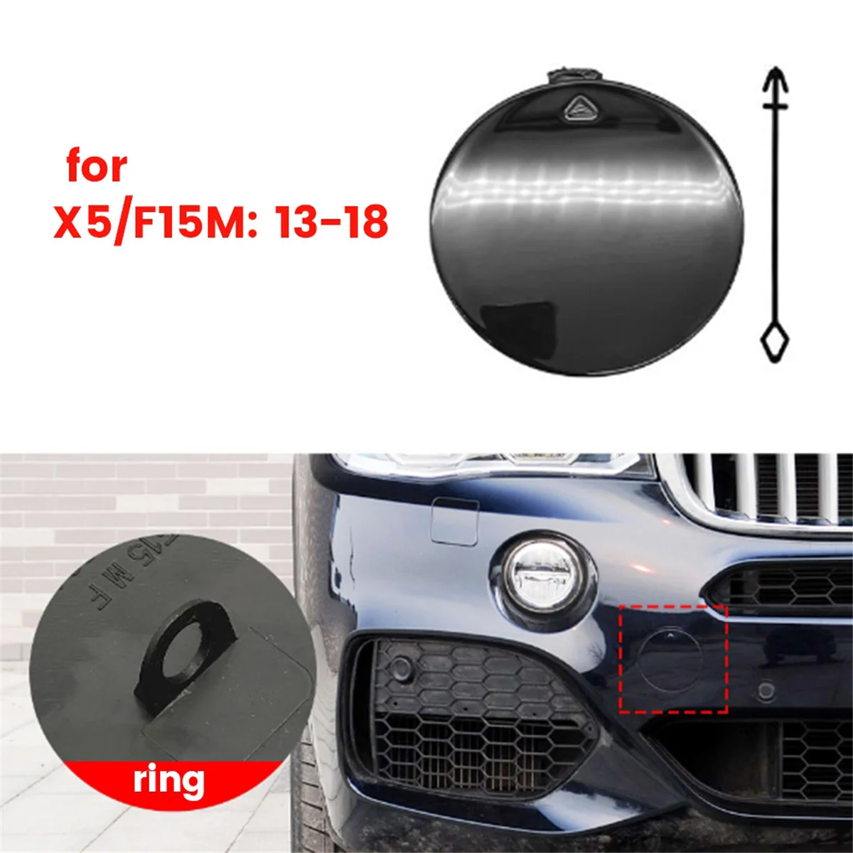 Car Front Bumper Tow Hook Cover Painted 51118060131 for X5 M F15 2013-2018 Trailer Cover