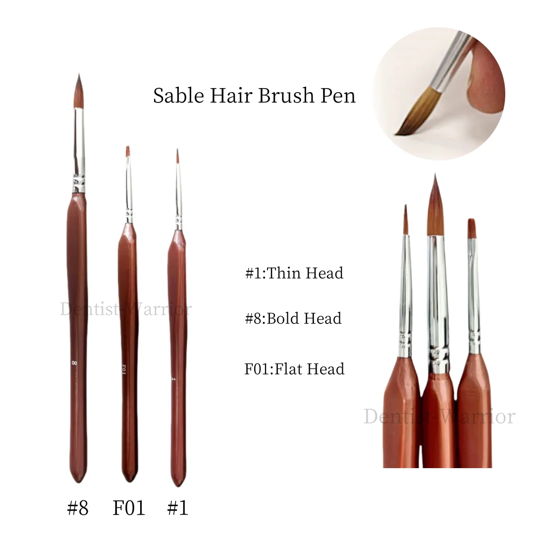 Dental Sable Hair Brush Pen Porcelain Enamel Veneering Powder Opaque Opacious #1 #8 #F01