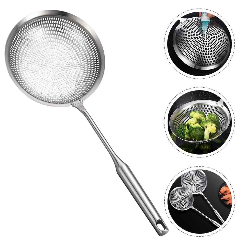 

1pc Stainless Steel Colander Scoop Hot Pot Slotted Spoon Food Serving Ladle Long Handle Kitchen Cooking Tool For Oils