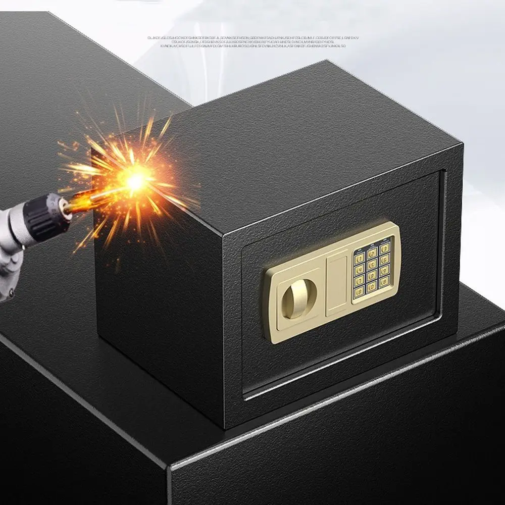 صندوق إيداع آمن معدني، قفل مجمع من الذهب الأسود، صندوق أمان مقاوم للحريق، نظام رقمي صغير مقاوم للسرقة، تخزين المستندات الآمنة #4
