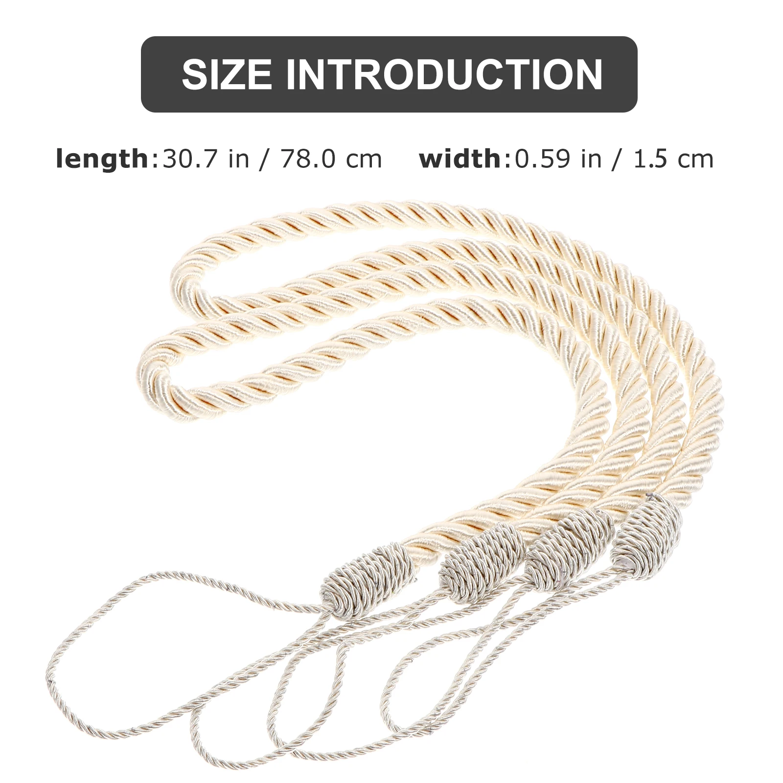 

2Pcs Curtain Tie Ropes Strong Handmade Decorative Tiebacks for Curtains Window Drapes Home Office Simple Solid Color Curtain