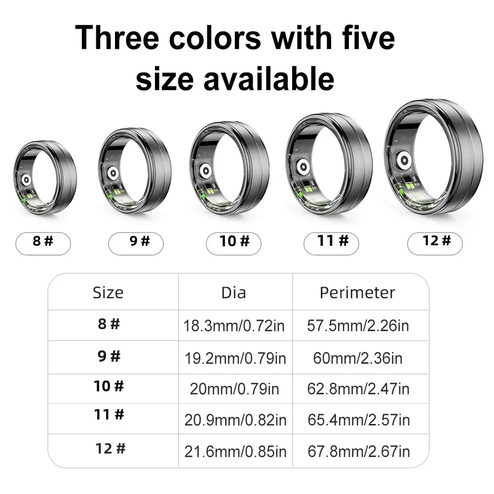 2024 Ring Men 5ATM Waterproof Smart Ring For Men Women Health Monitoring 100+ Sport Modes Fitness Tracking Waterproof Sport Ring