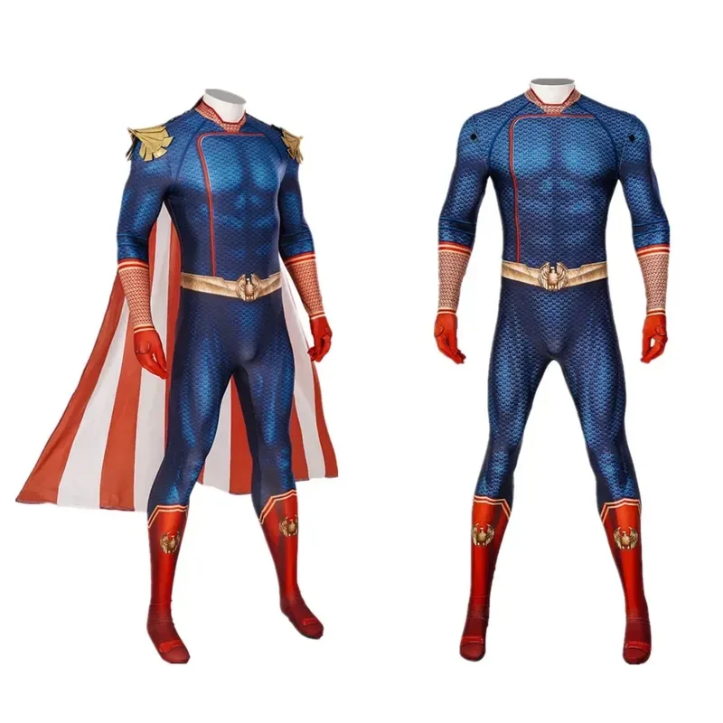 

FC6The Boys Homelander Cosplay Costume Homelander Jumpsuit and Cloak Outfit Full Set Halloween Deguisement@FC8！