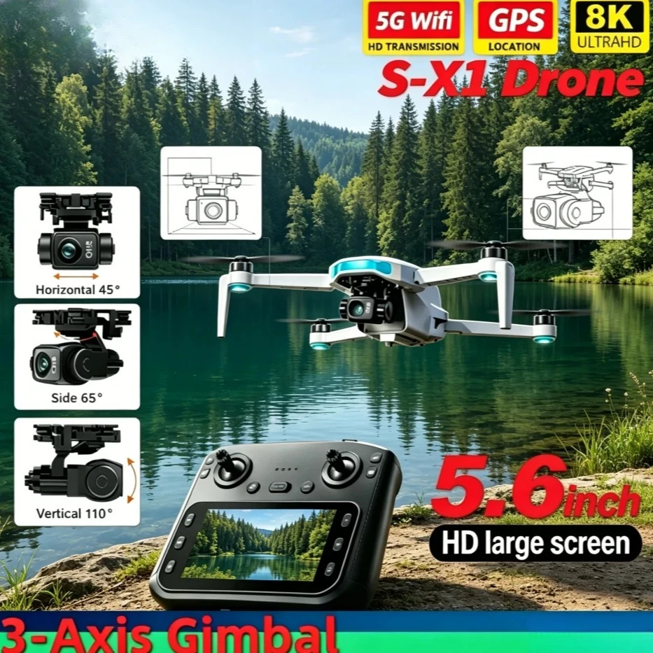Original S-X1 Professional GPS Drone 8K HD 3 Axis Gimbal Camera 5G WIFI FPV Brushless Obstacle Avoidance RC Quadcopter Dron