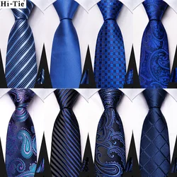 Cravatta di seta da ragazzo Hi-Tie per bambini Plaid blu Navy Designer di lusso cravatta a mano per bambini 120CM di lunghezza 6CM di larghezza cravatta per studenti di moda