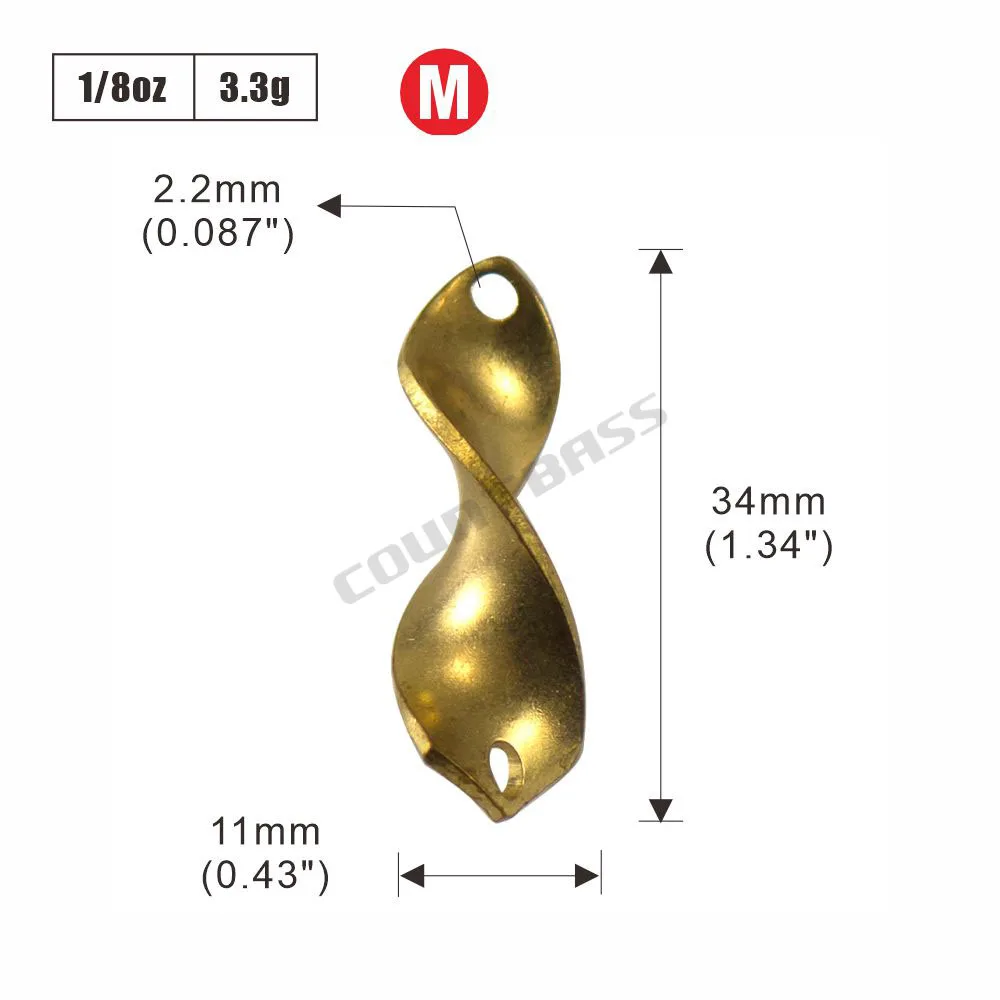 COUNTBASS 50 Stück Messing-Lachs-Angellöffel-Rohlinge, 2,3 g (5/64 Unzen) und 3,3 g (1/8 Unzen), Forellenbarsch, Hechtköder, unlackiert – Detail 11