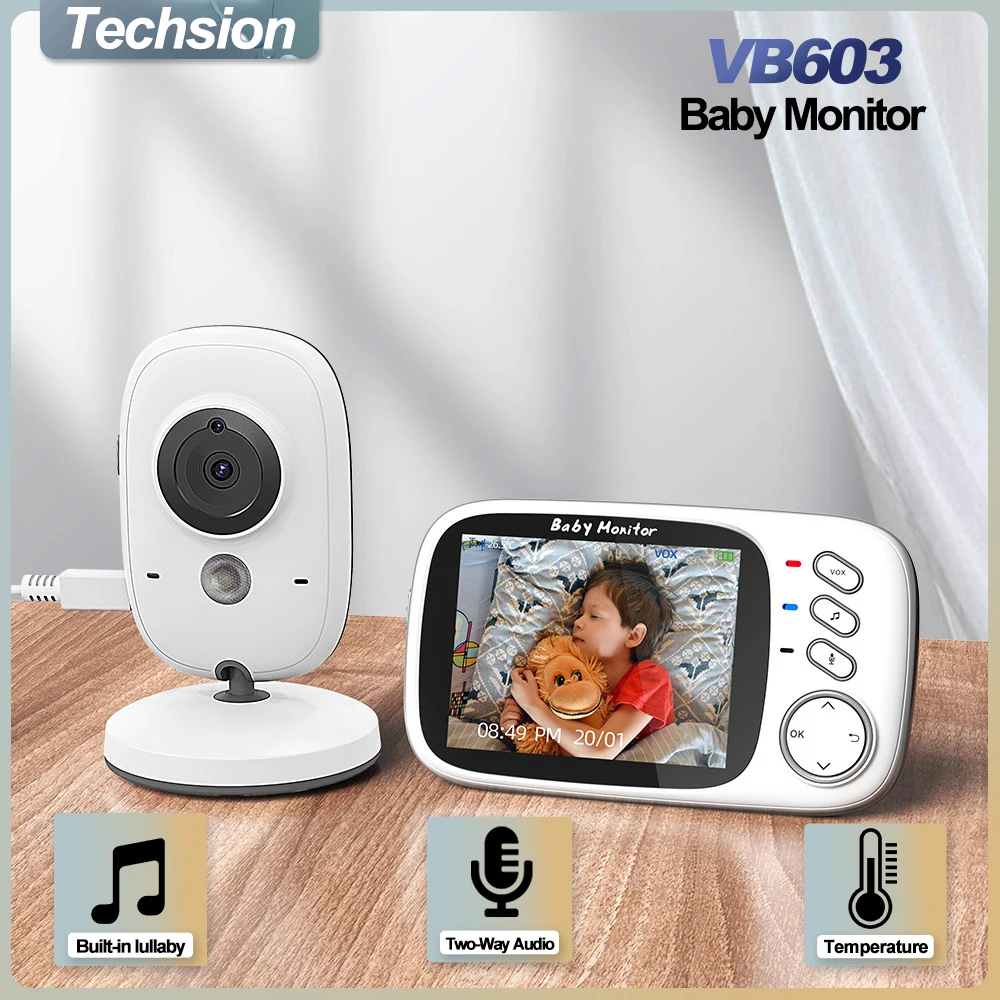 Monitor de bebê vídeo Vb603, áudio bidirecional, sem fio, monitor de bebê, sem fio, 2.4g, com tela lcd, visão noturna, vigilância, câmera de segurança