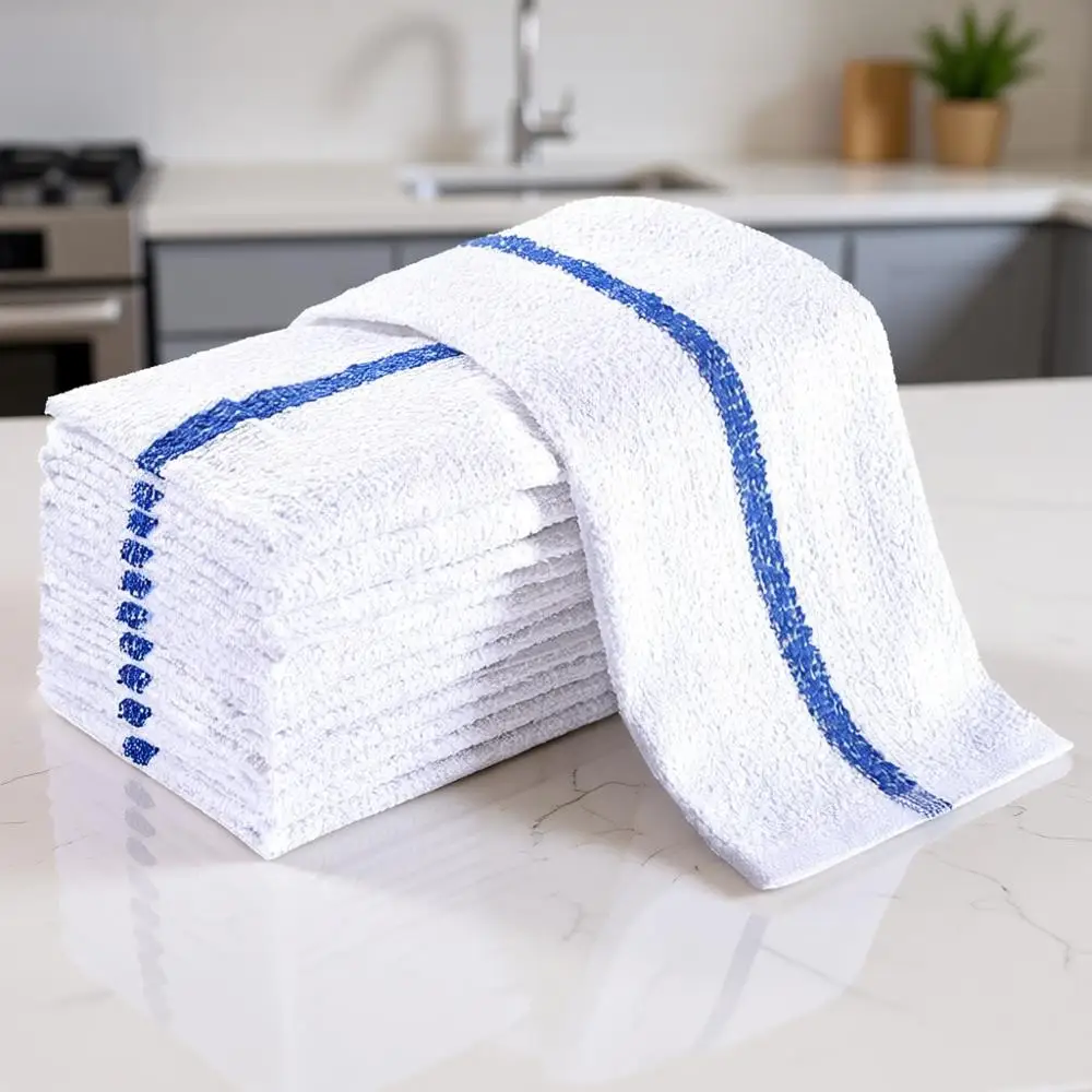 

Bulk 36-Pack 16x19 100% Cotton Bordered Commercial Grade Cloth Bar Mops for Restaurant and Home Use